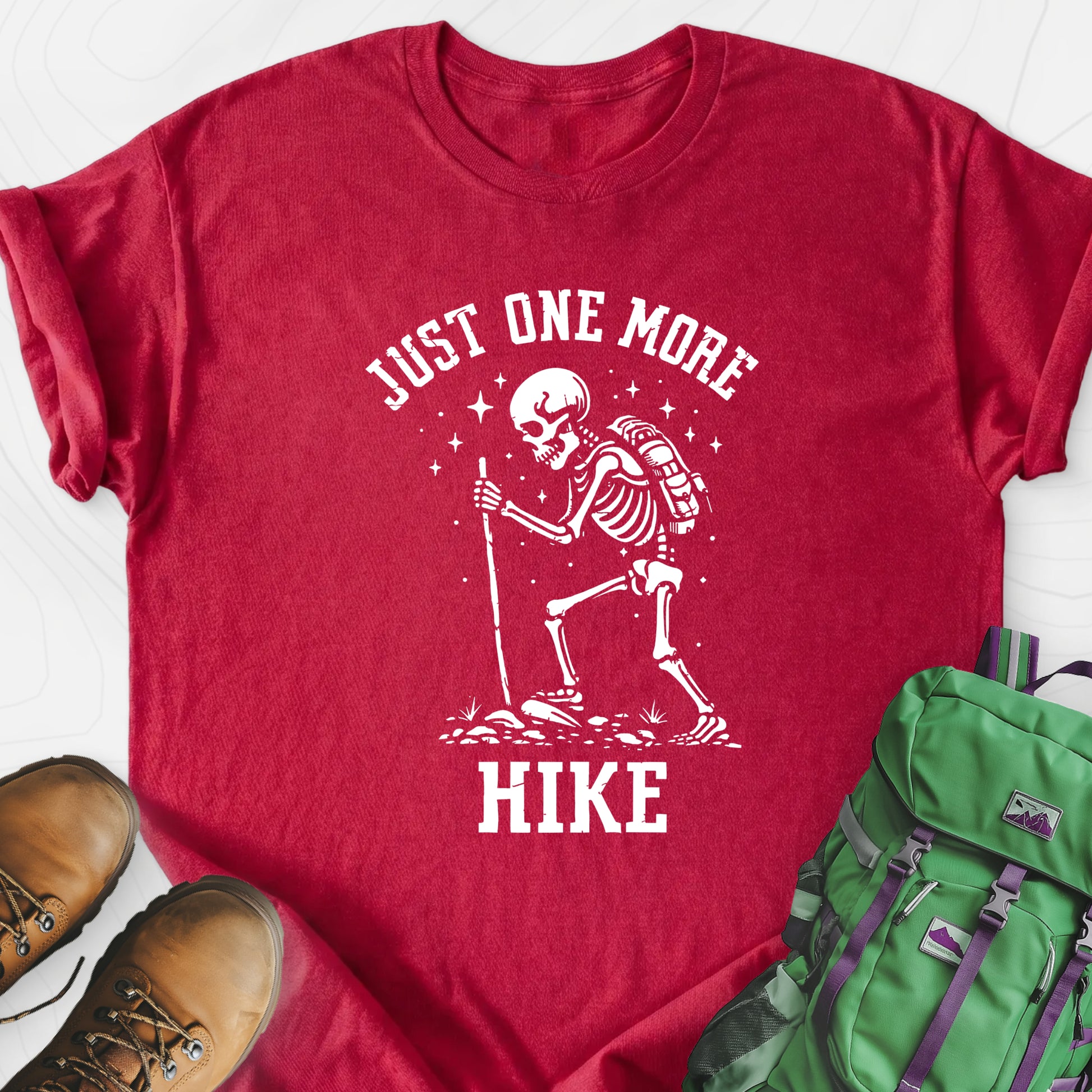 One More Hike Heather Red front print lightweight T-shirt