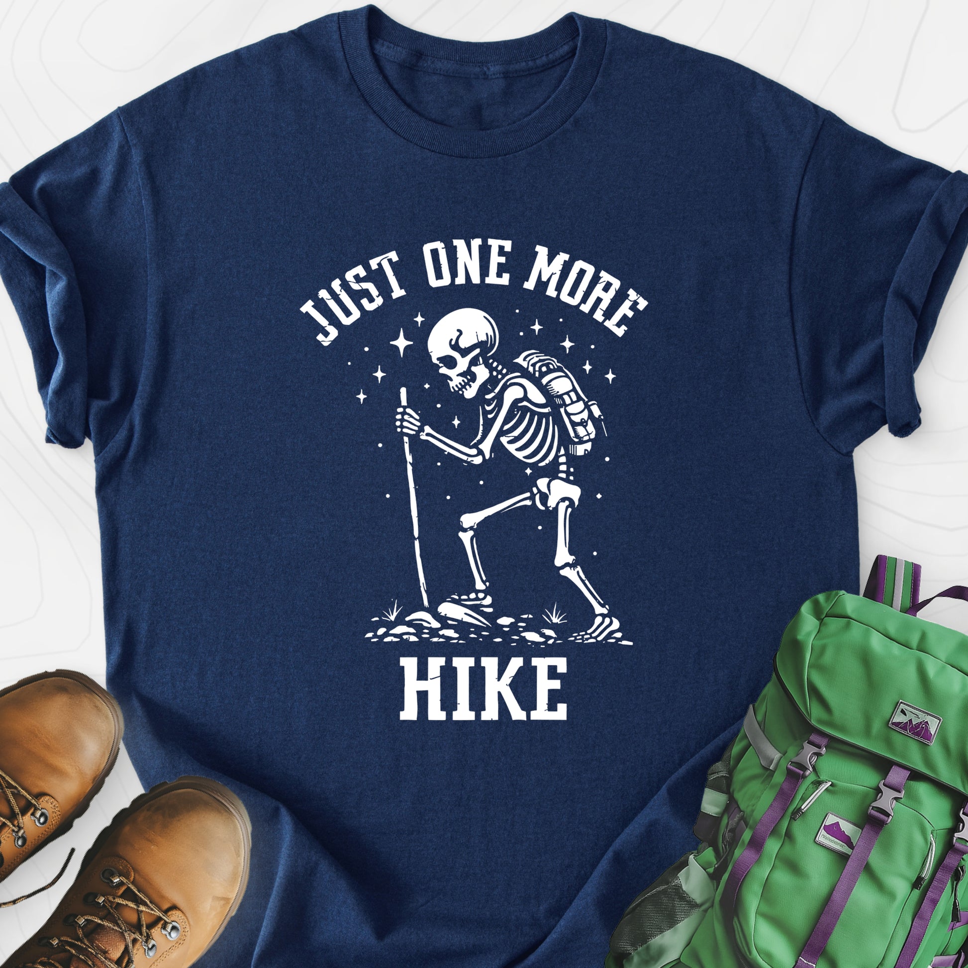 One More Hike Navy front print lightweight T-shirt