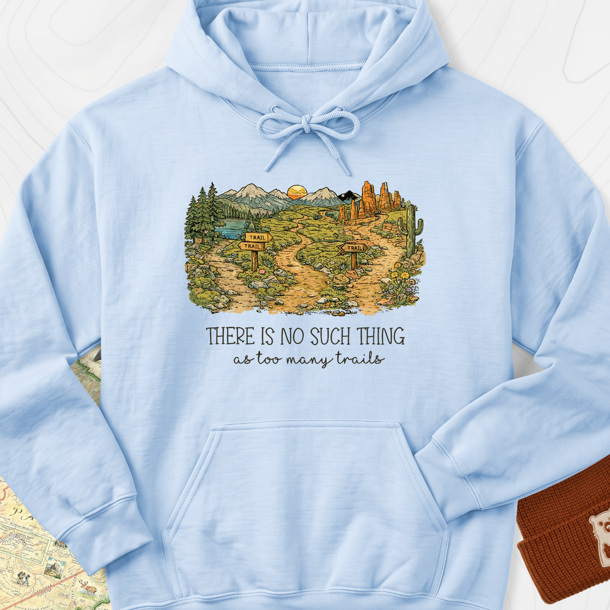 Too Many Trails Hoodie - Light Blue