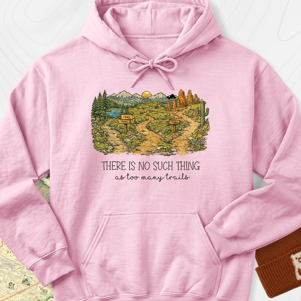 Too Many Trails Hoodie - Light Pink