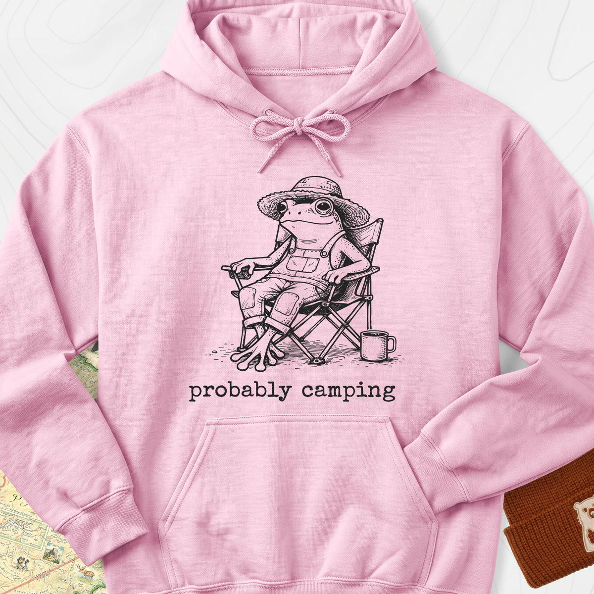 Probably Camping Hoodie - Light Pink