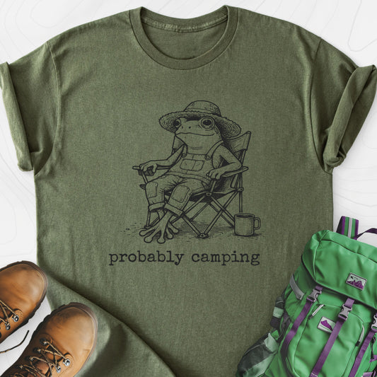 Probably Camping Military Green front print lightweight T-shirt