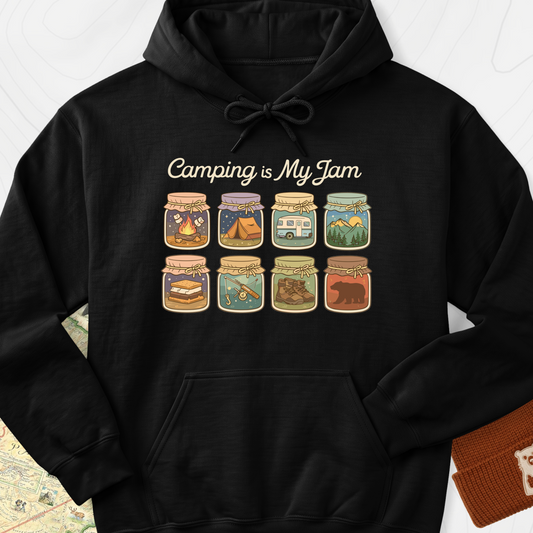 Camping Is My Jam Hoodie - Black
