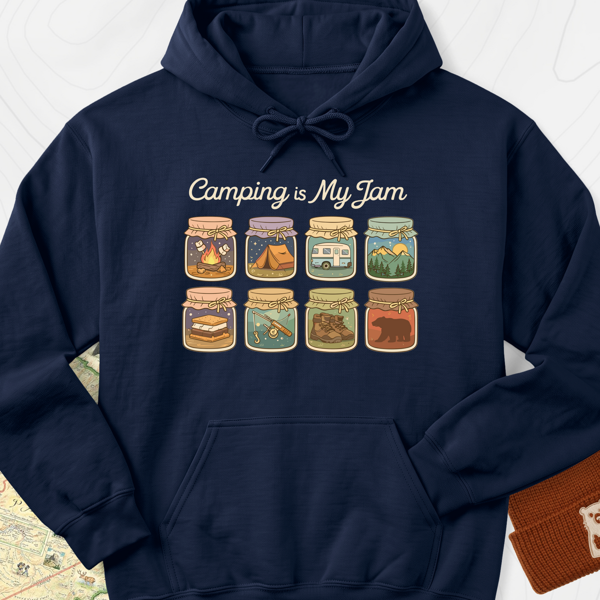 Camping Is My Jam Hoodie - Navy