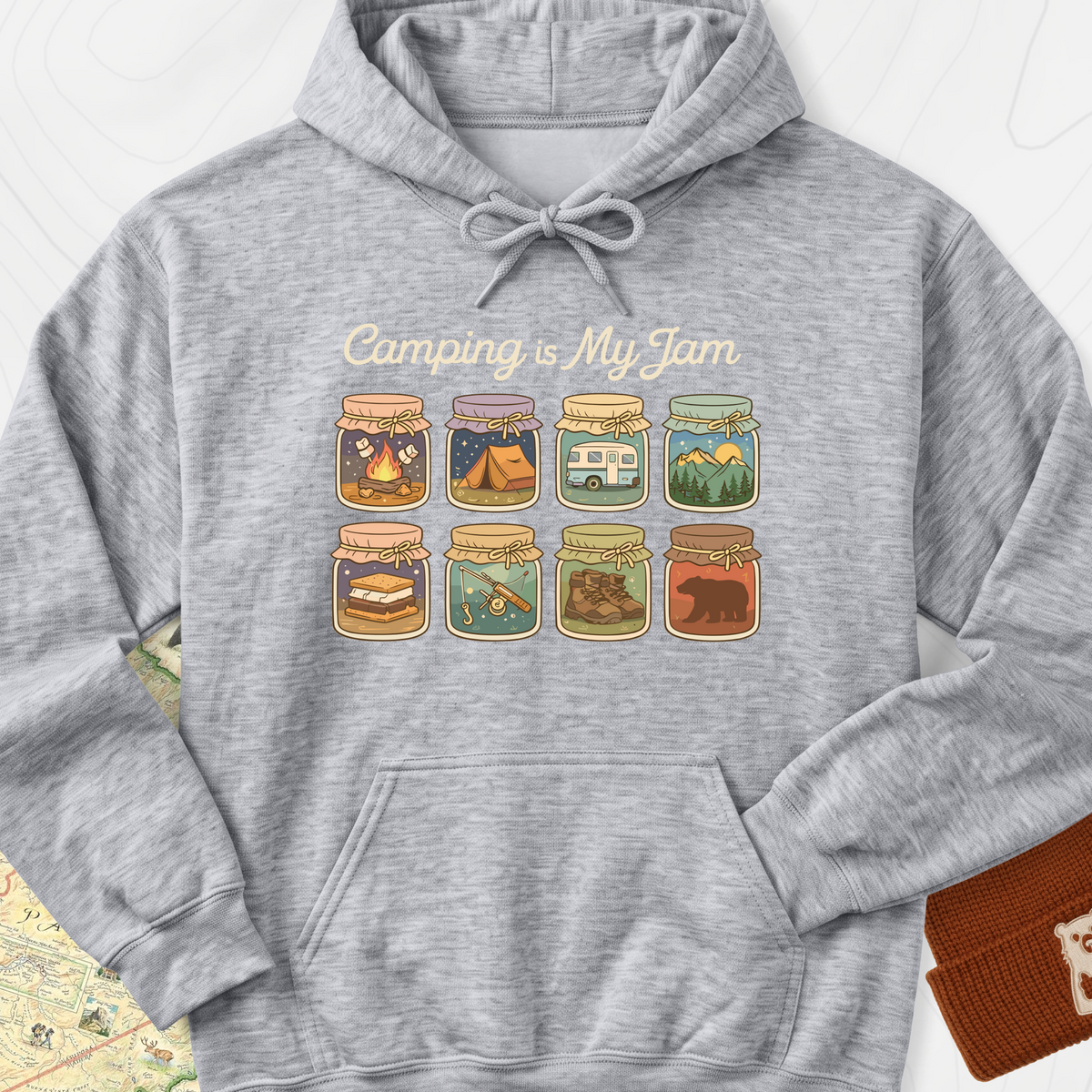 Camping Is My Jam Hoodie - Sport Grey