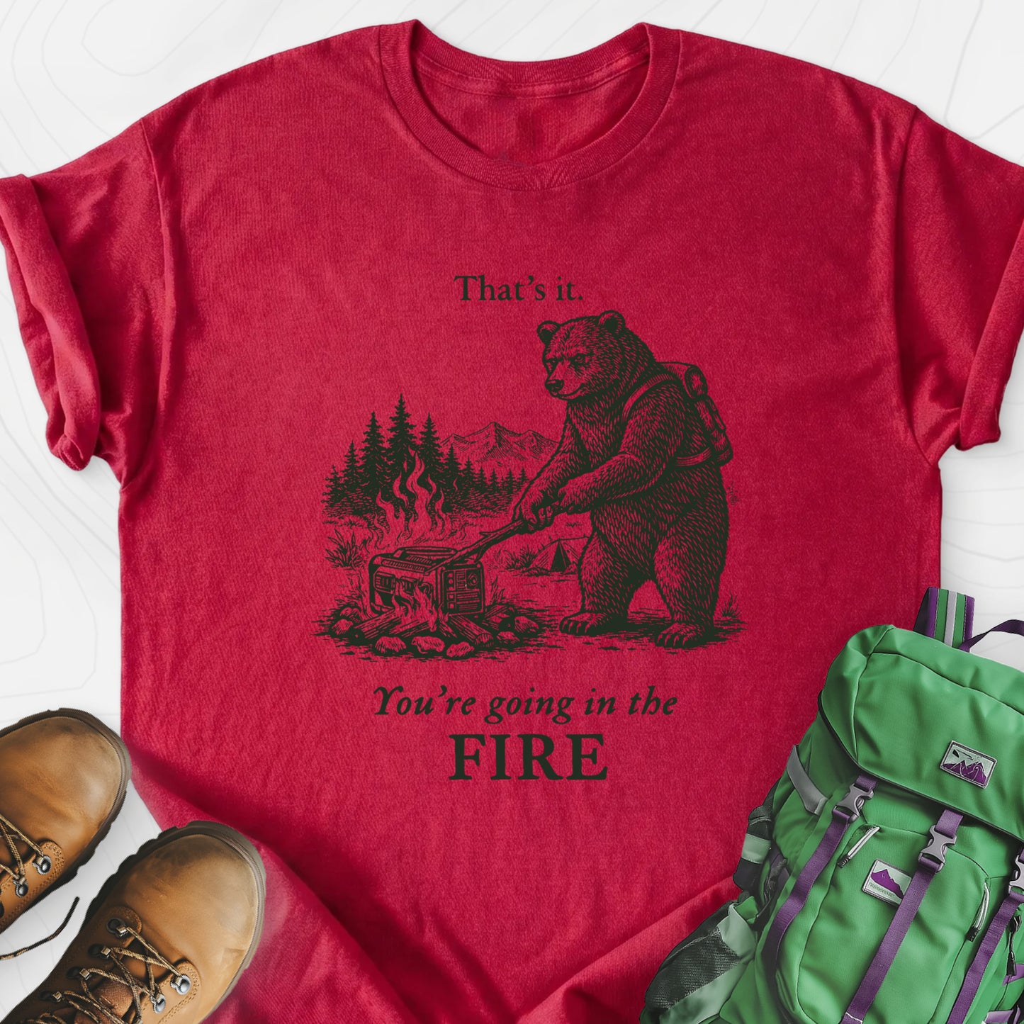 Generator in the Fire Heather Red front print lightweight T-shirt