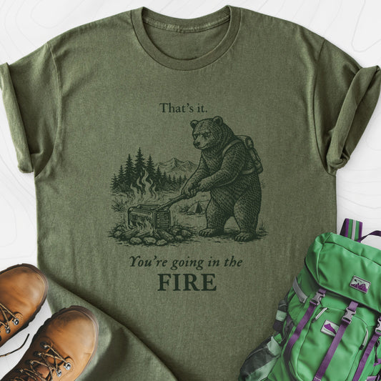 Generator in the Fire Military Green front print lightweight T-shirt