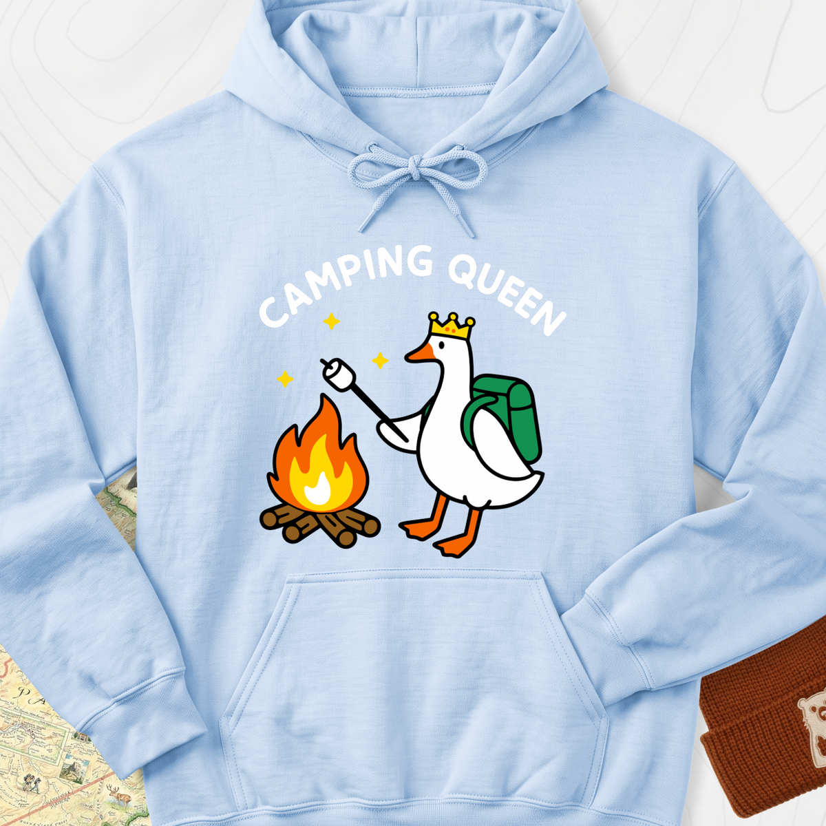 Camping Queen Hoodie - Light Blue
