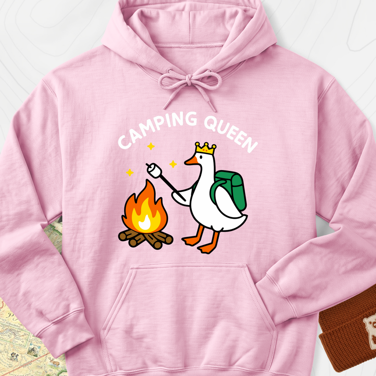 Camping Queen Hoodie - Light Pink