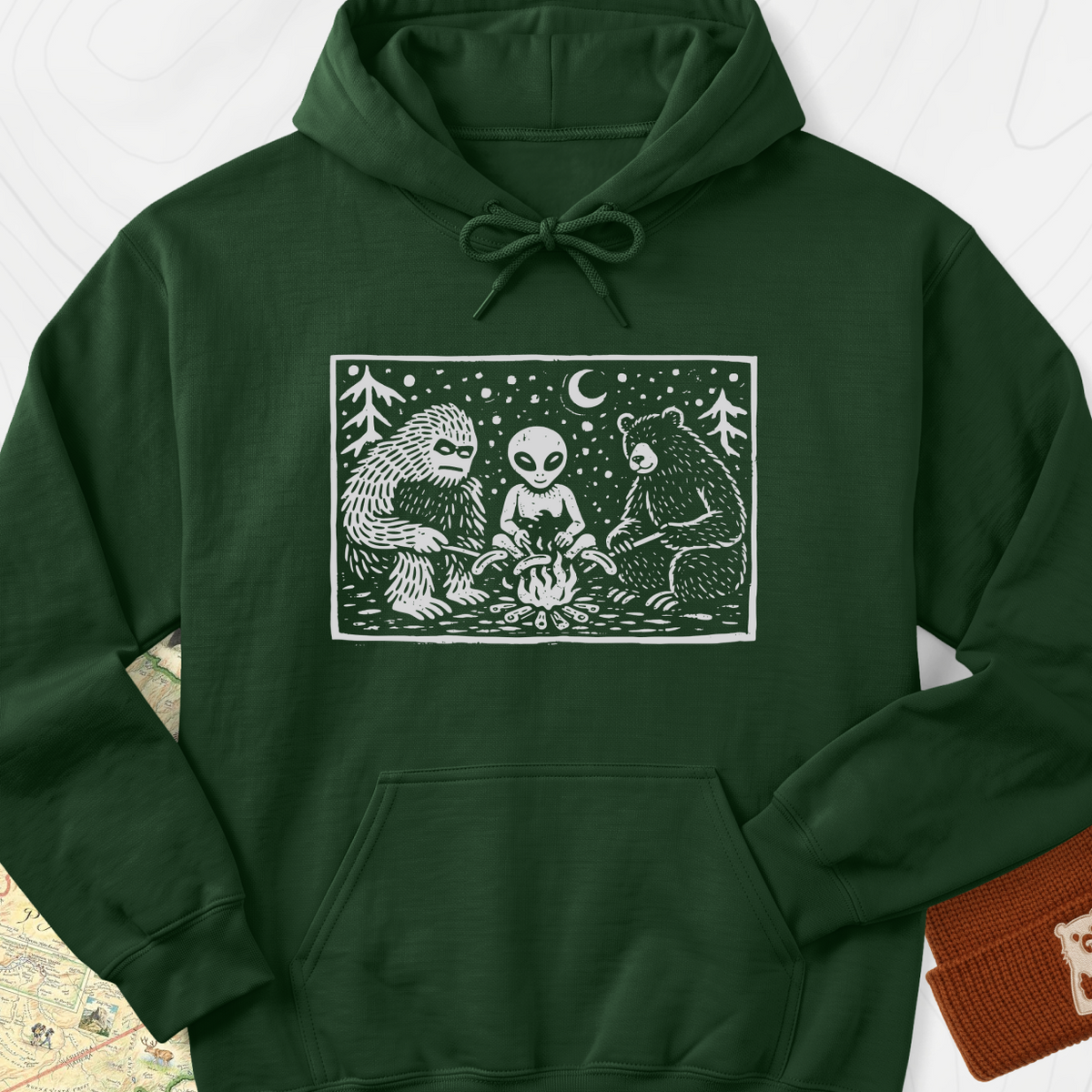 Campfire Legends Hoodie - Forest Green