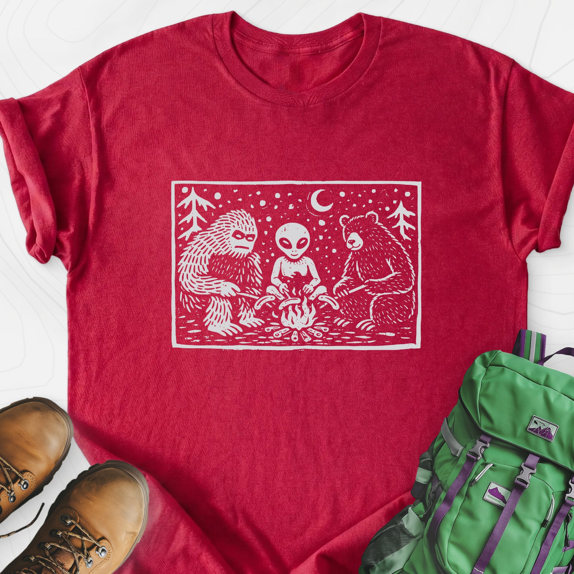 Campfire Legends Heather Red front print lightweight T-shirt