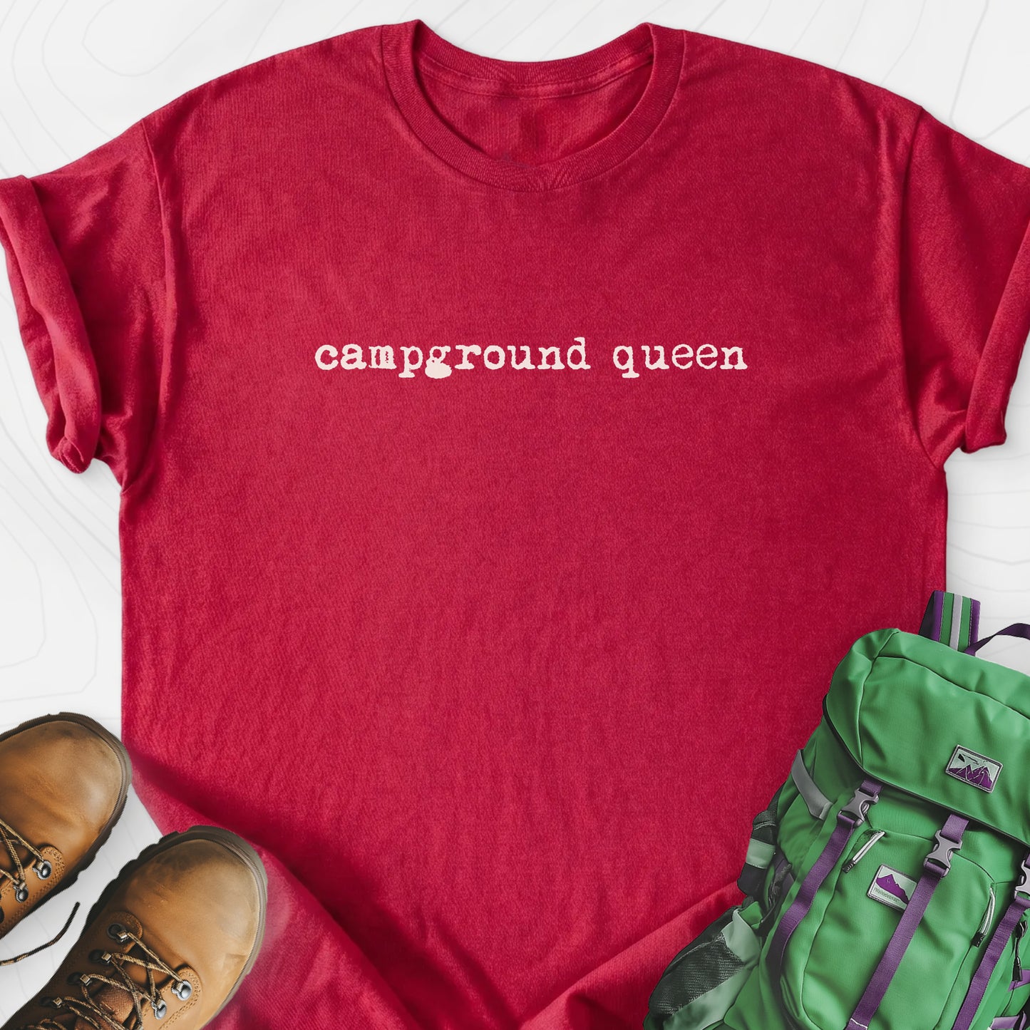 Camp Hair Don't Care Heather Red front print lightweight T-shirt