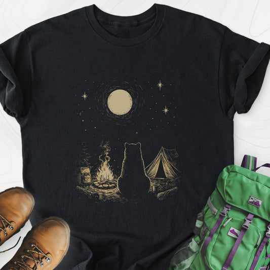 Moonlit Camp Black front print lightweight T-shirt