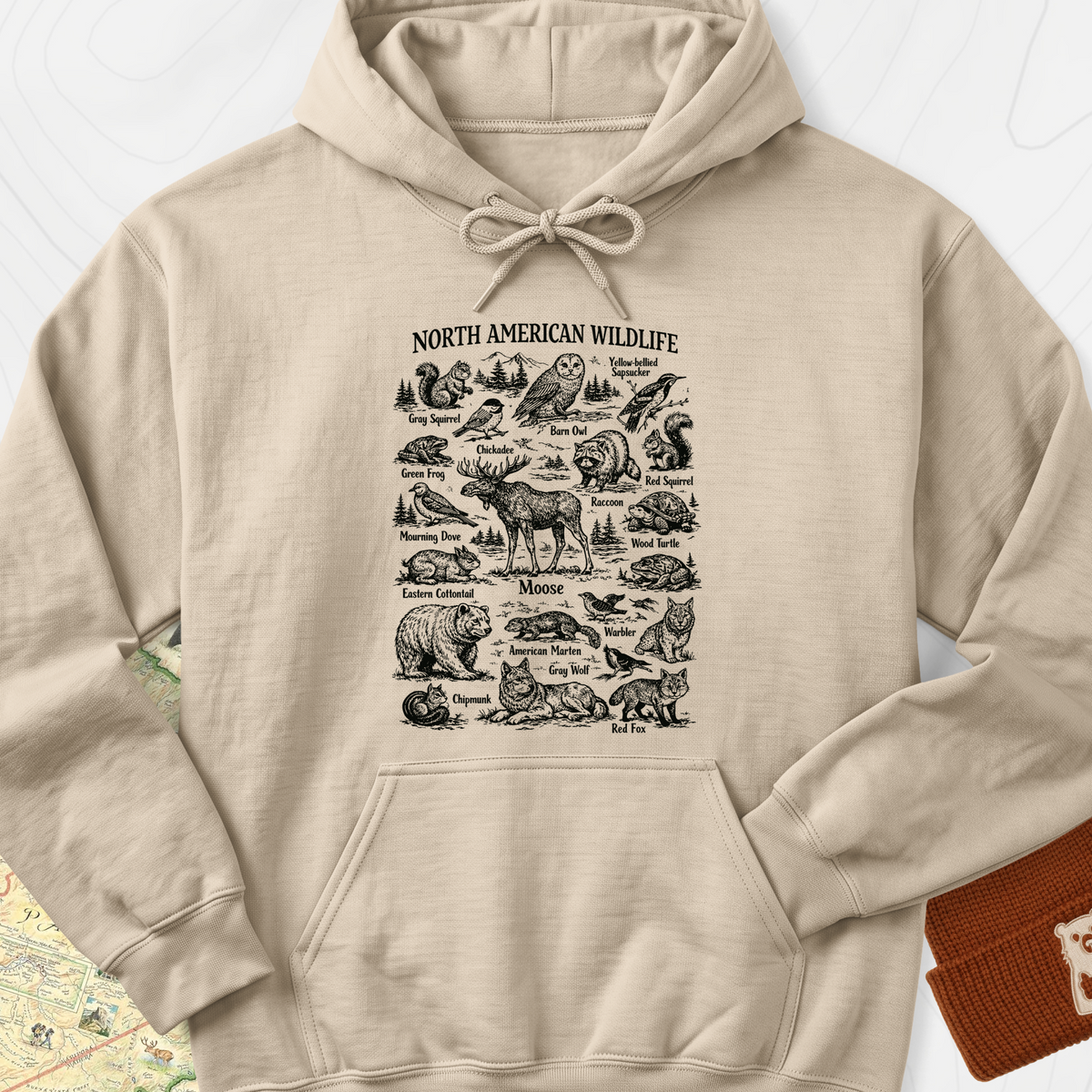 North American Wildlife Hoodie - Sand