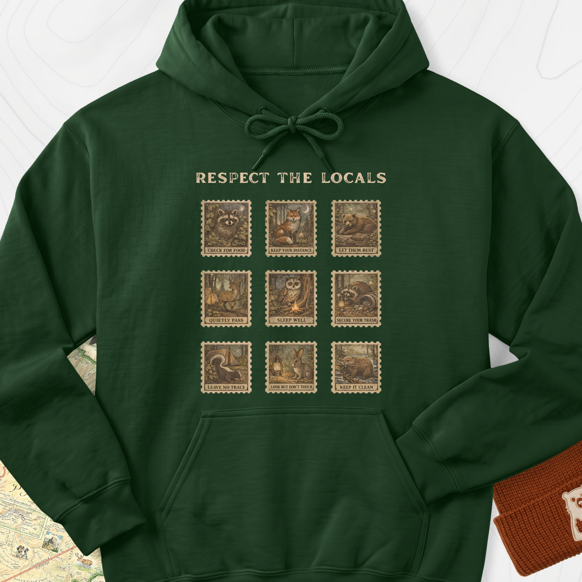 Wildlife Etiquette Hoodie - Forest Green