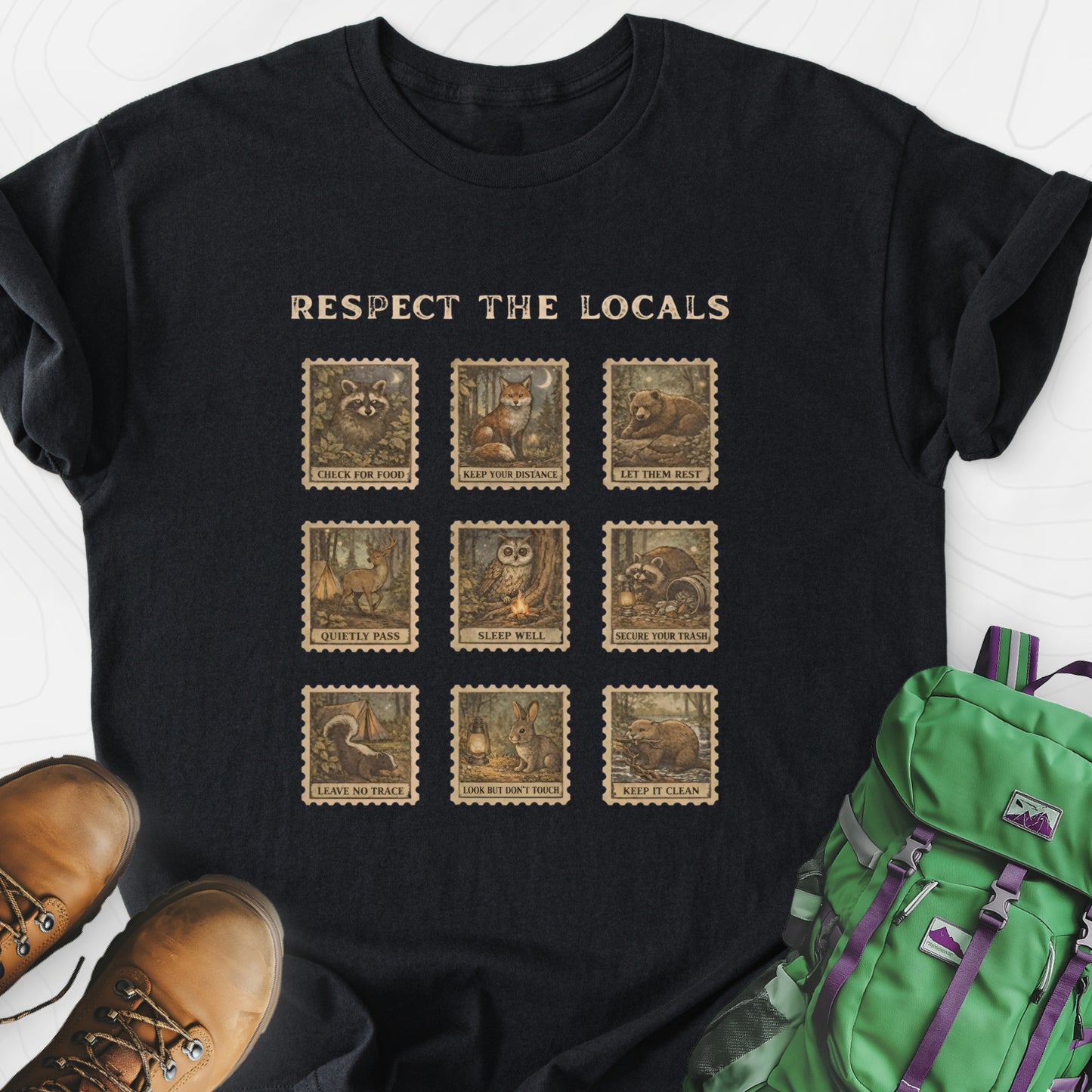 Wildlife Etiquette Black front print lightweight T-shirt
