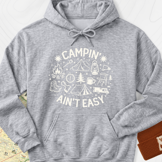 Campin' Ain't Easy Hoodie - Sport Grey