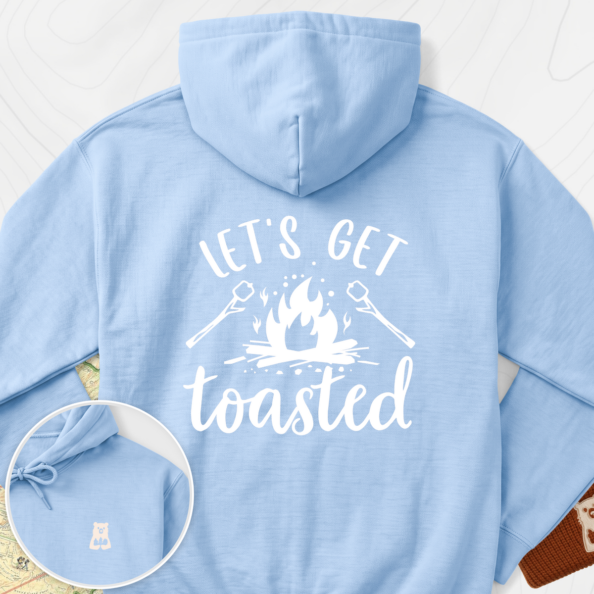 Let's Get Toasted Back Print Hoodie - Light Blue