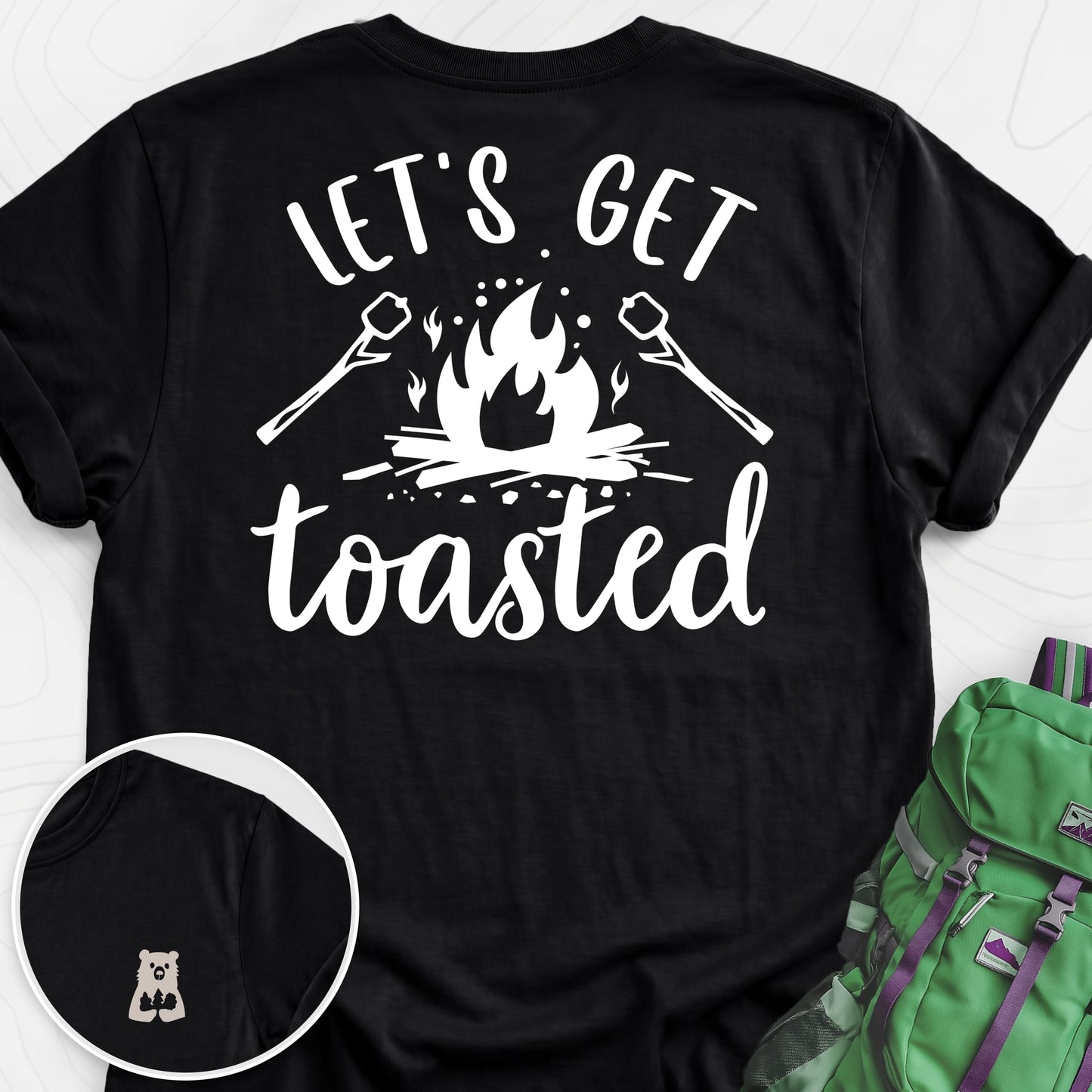 Let's Get Toasted Black back print lightweight T-shirt