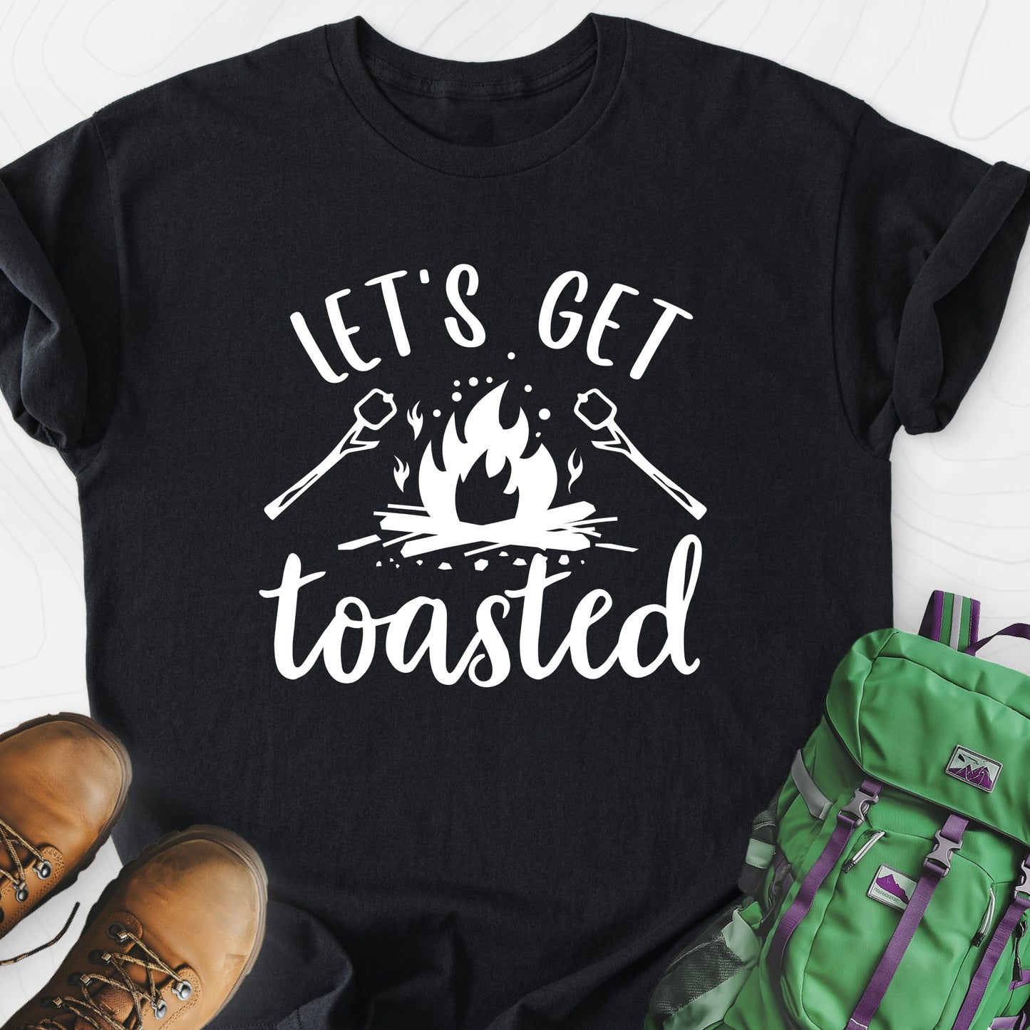 Let's Get Toasted Black front print lightweight T-shirt