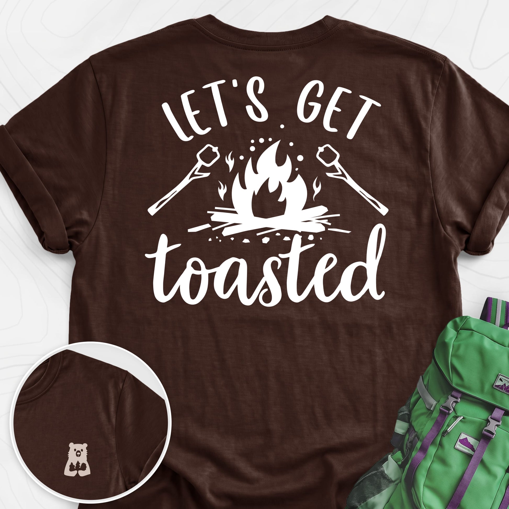 Let's Get Toasted Dark Chocolate back print lightweight T-shirt