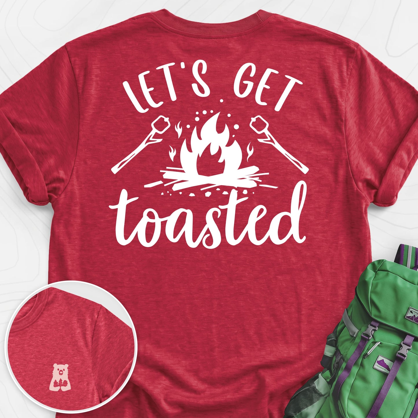 Let's Get Toasted Heather Red back print lightweight T-shirt