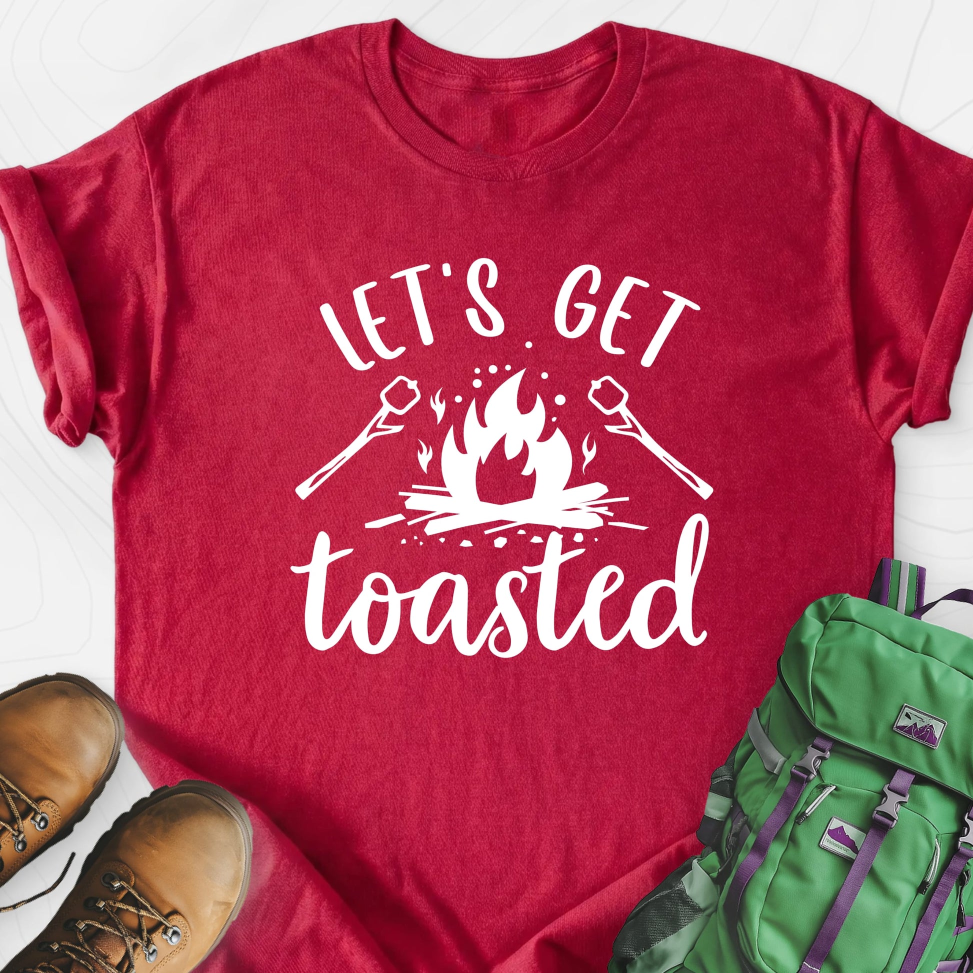 Let's Get Toasted Heather Red front print lightweight T-shirt