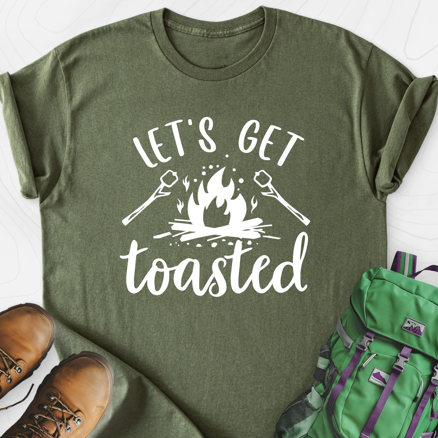 Let's Get Toasted Military Green front print lightweight T-shirt