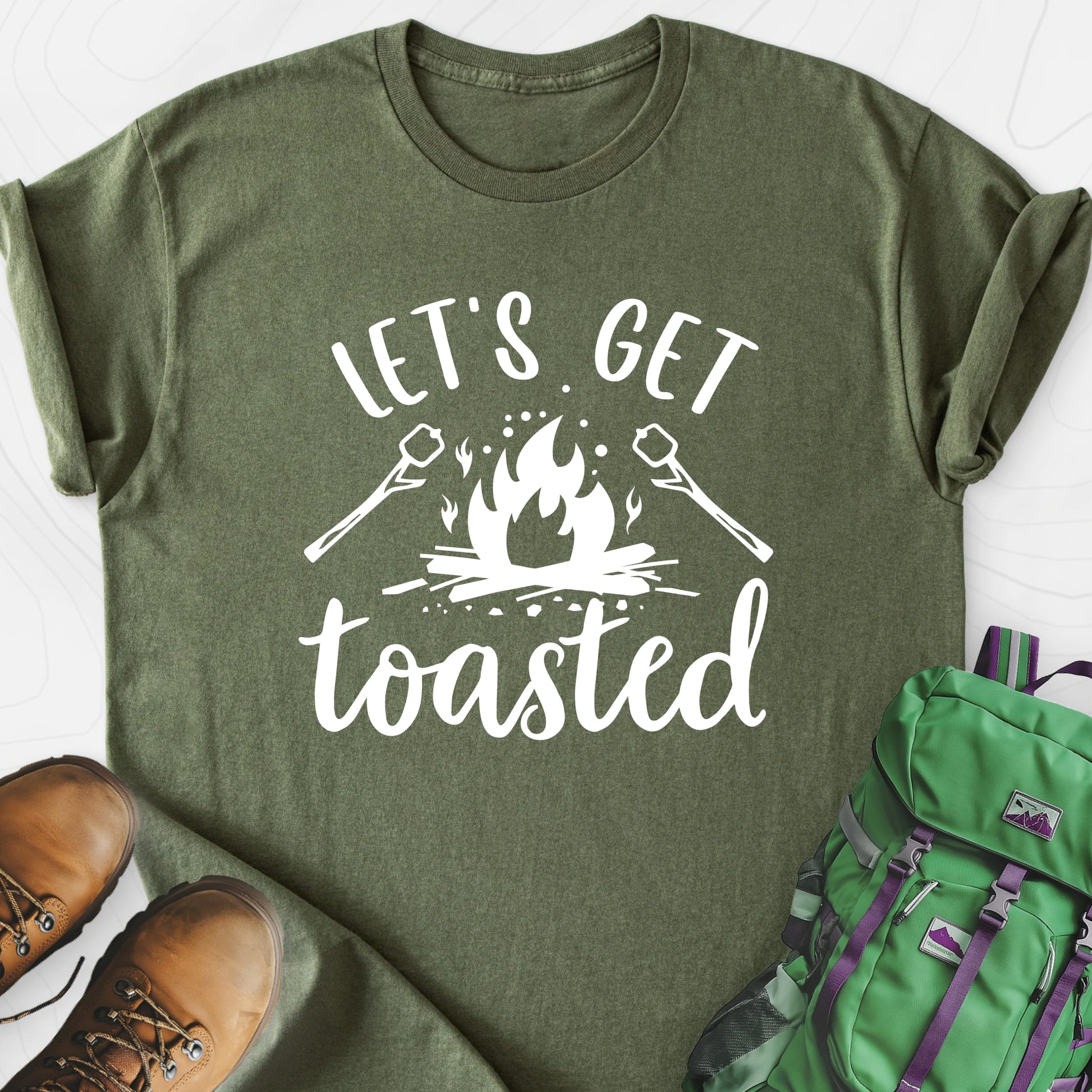 Let's Get Toasted Military Green front print lightweight T-shirt
