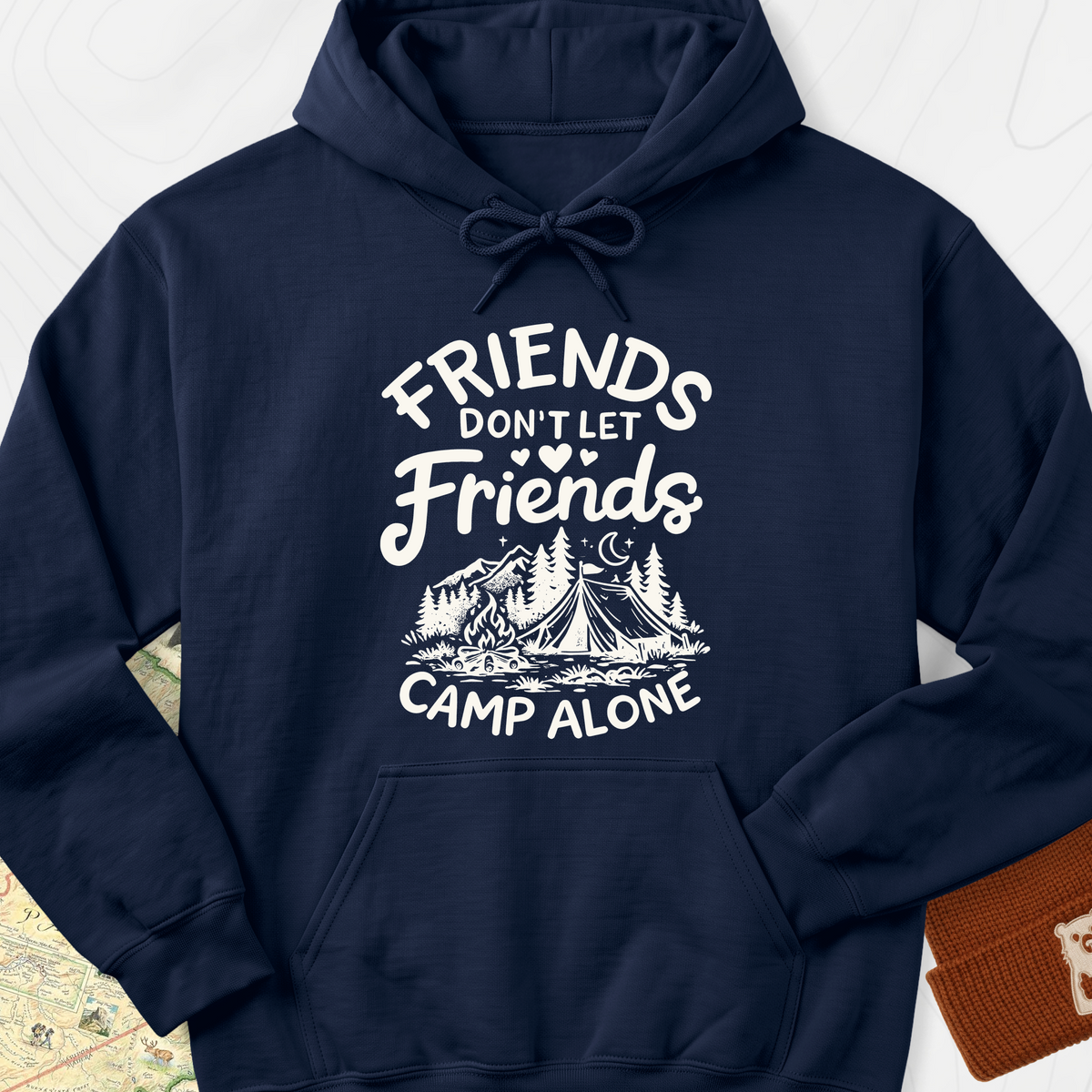 Friends Don't Camp Alone Hoodie - Navy