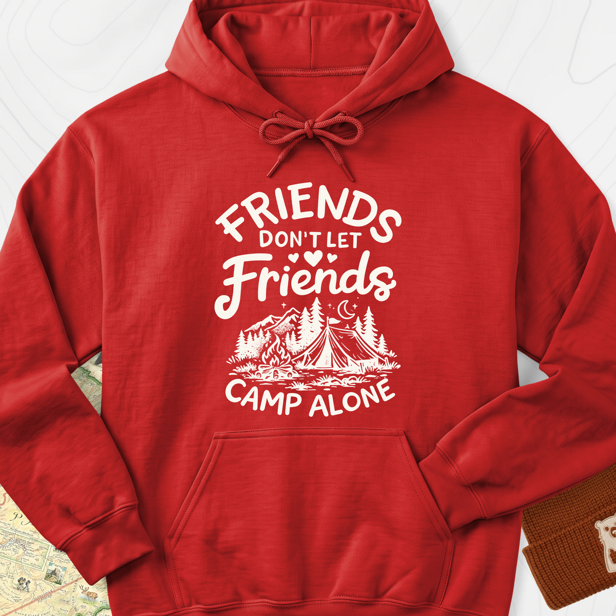 Friends Don't Camp Alone Hoodie - Red