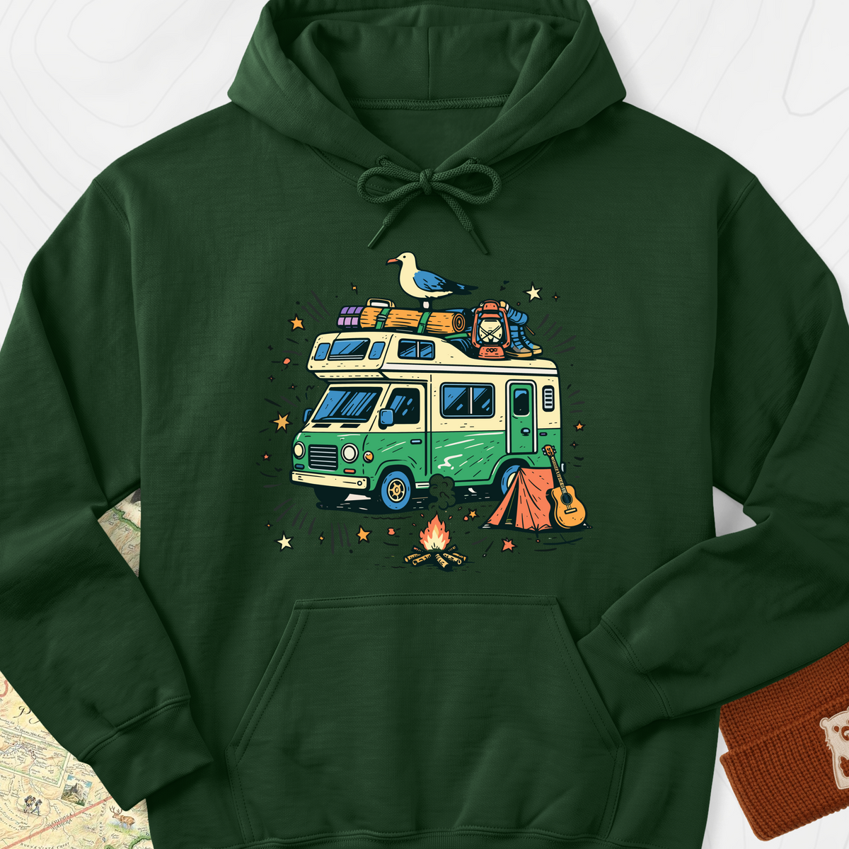 Adventure Camper Hoodie - Forest Green