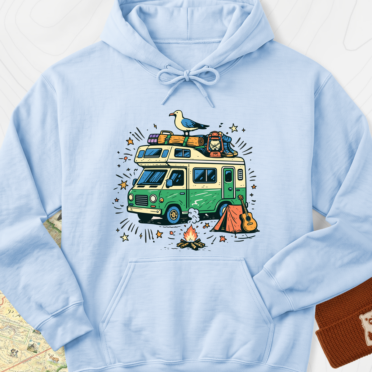 Adventure Camper Hoodie - Light Blue