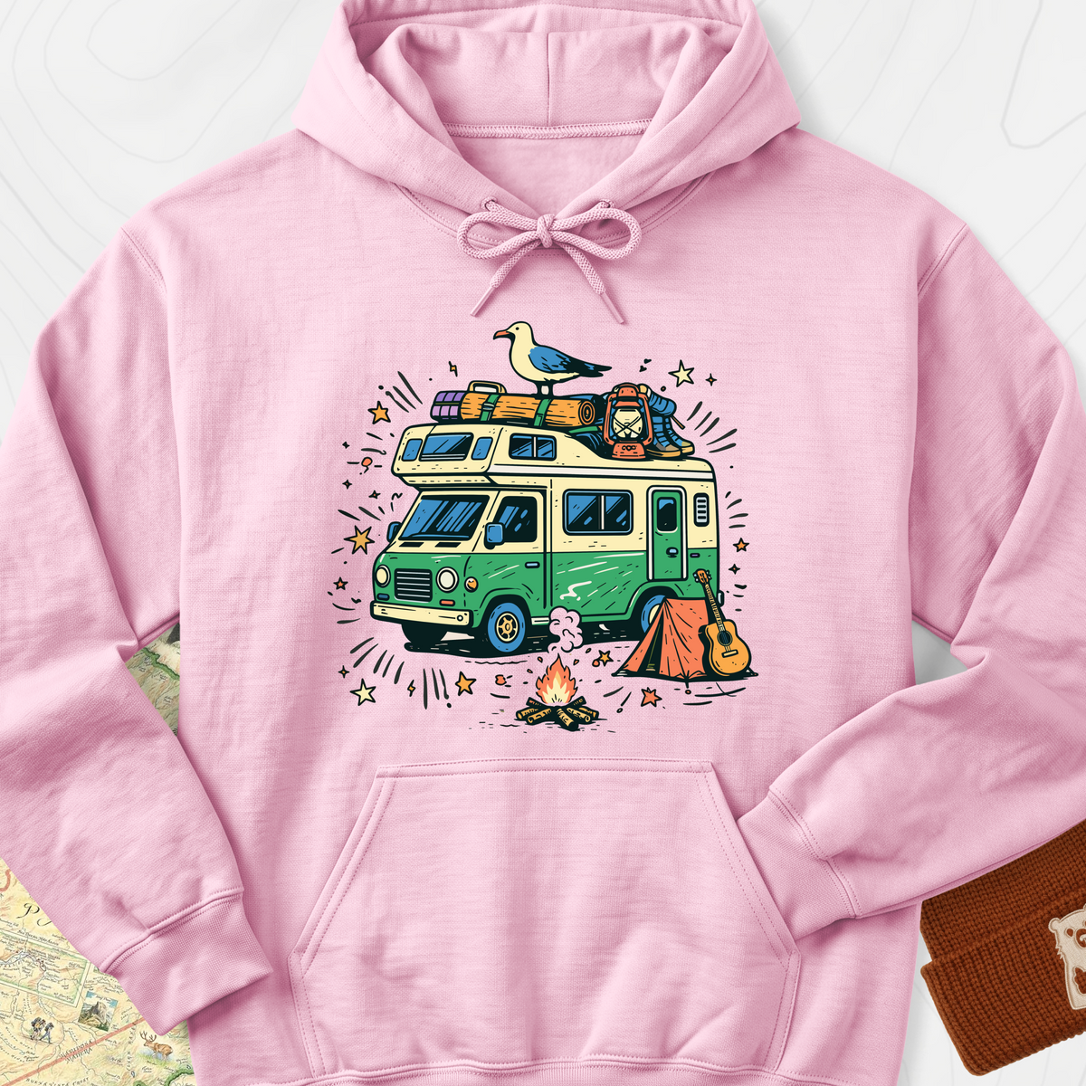 Adventure Camper Hoodie - Light Pink