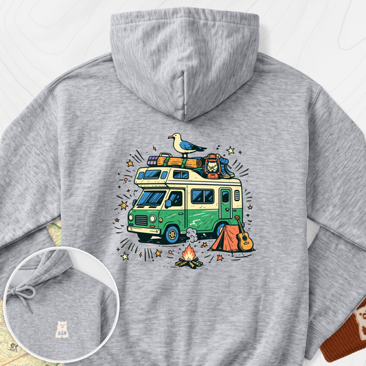 Adventure Camper Back Print Hoodie - Sport Grey