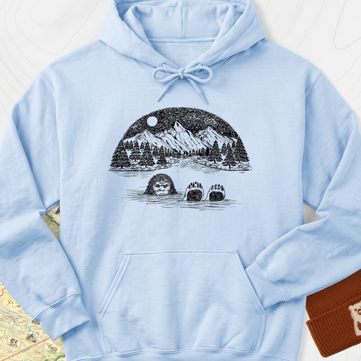 Lake Bigfoot Hoodie - Light Blue