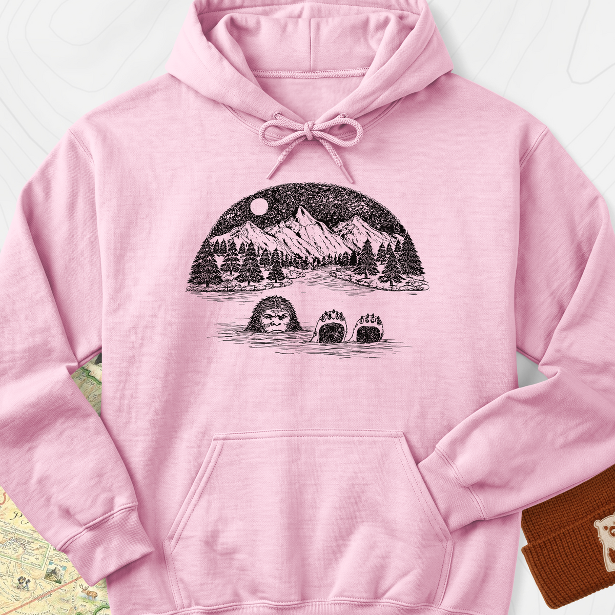 Lake Bigfoot Hoodie - Light Pink