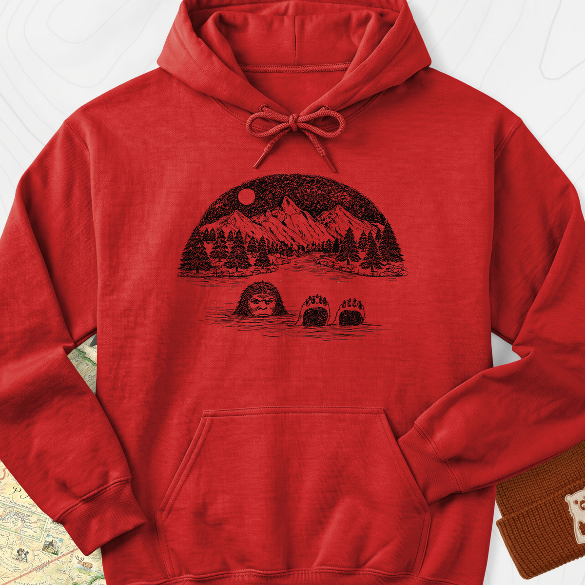 Lake Bigfoot Hoodie - Red