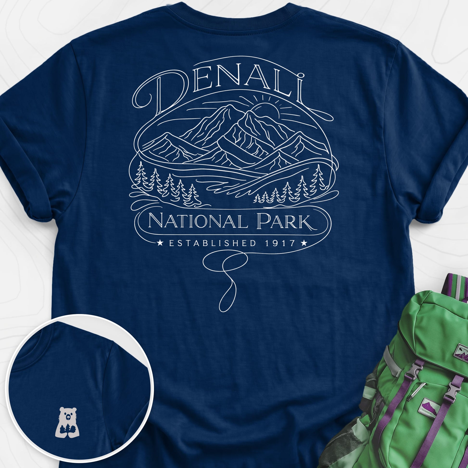 Denali National Park Navy back print lightweight T-shirt