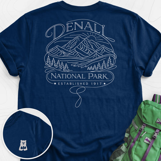 Denali National Park Navy back print lightweight T-shirt