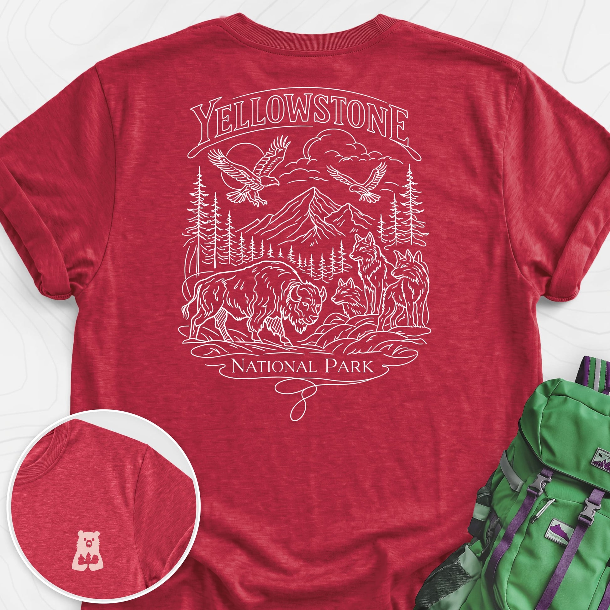 Yellowstone Heather Red back print lightweight T-shirt
