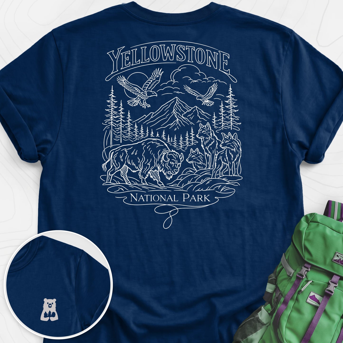 Yellowstone Navy back print lightweight T-shirt