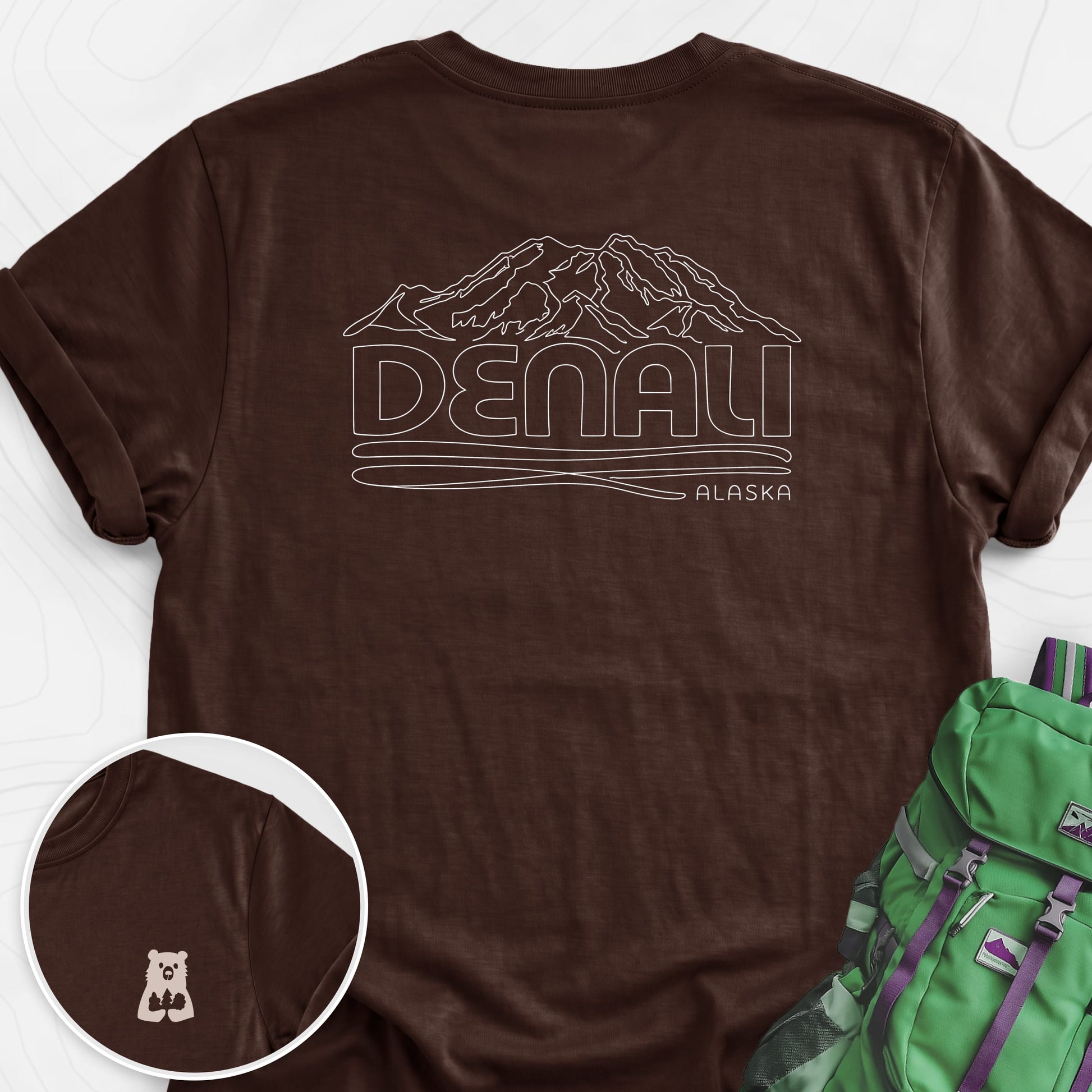 Denali Dark Chocolate back print lightweight T-shirt