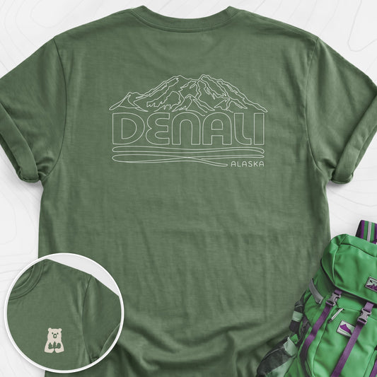 Denali Military Green back print lightweight T-shirt