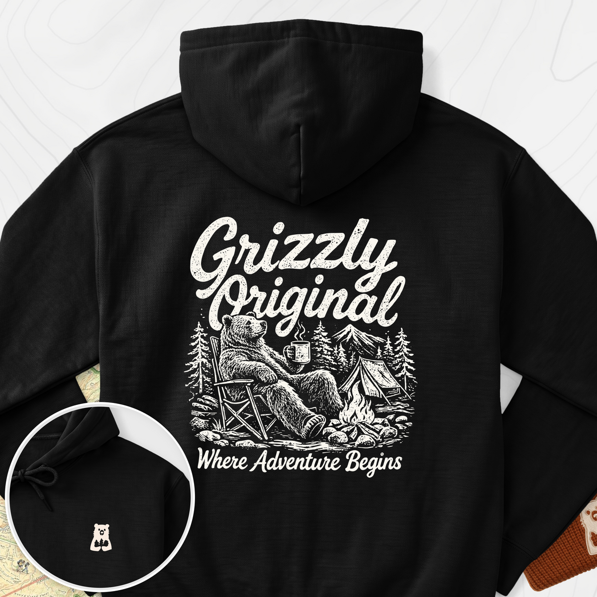 Grizzly Original Back Print Hoodie - Black