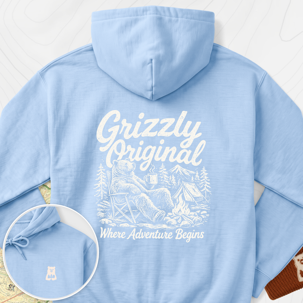 Grizzly Original Back Print Hoodie - Light Blue