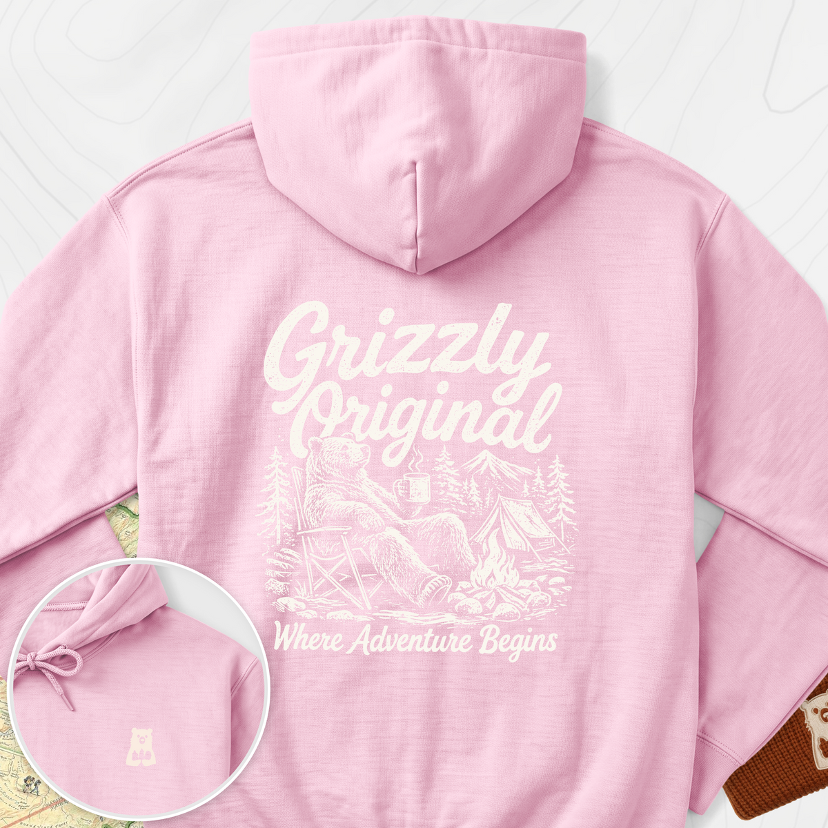 Grizzly Original Back Print Hoodie - Light Pink