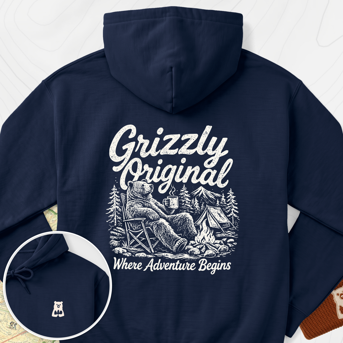 Grizzly Original Back Print Hoodie - Navy