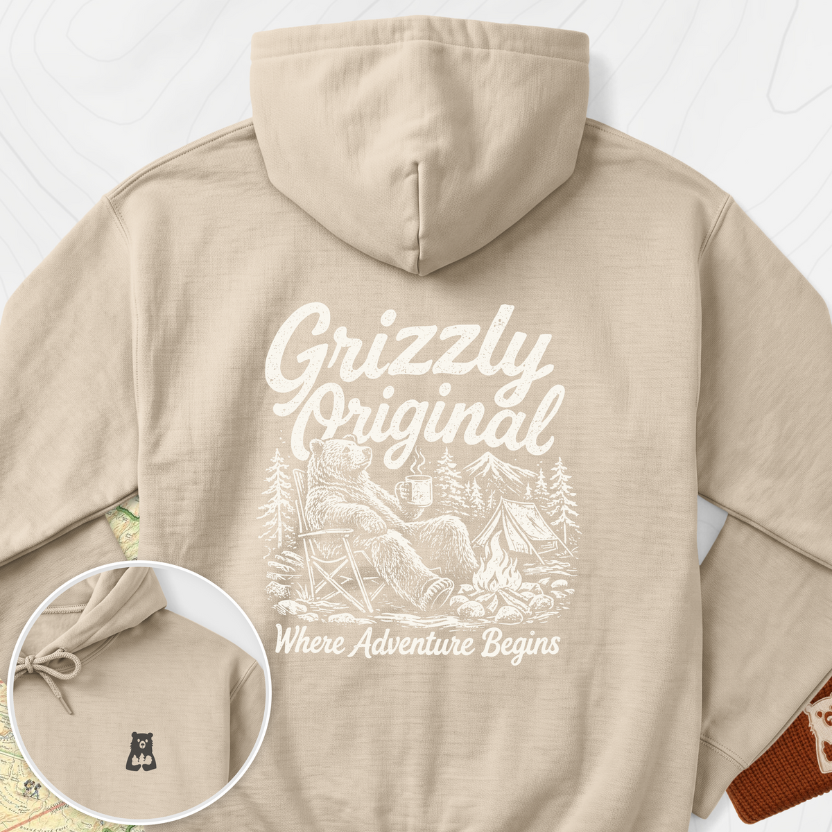 Grizzly Original Back Print Hoodie - Sand