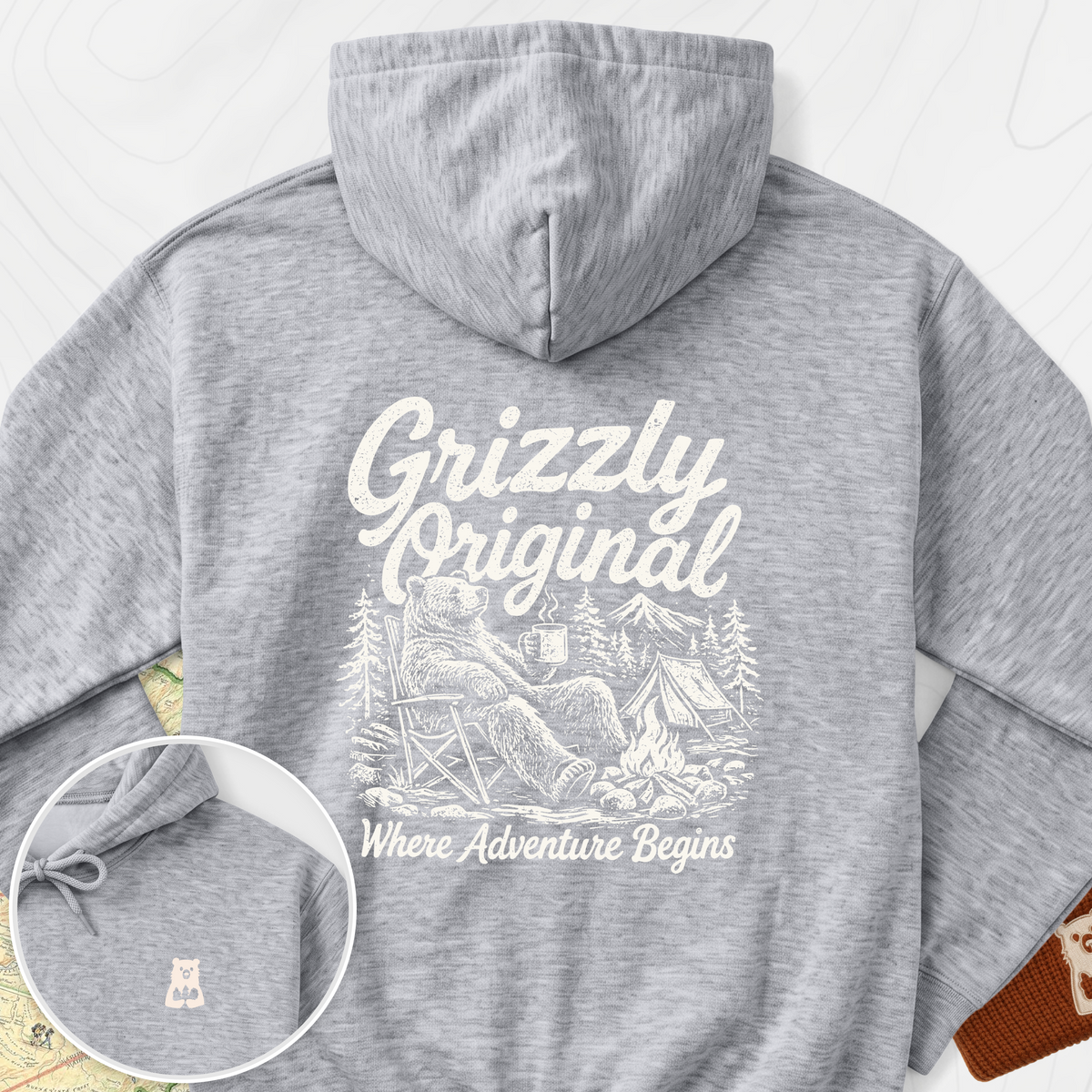 Grizzly Original Back Print Hoodie - Sport Grey